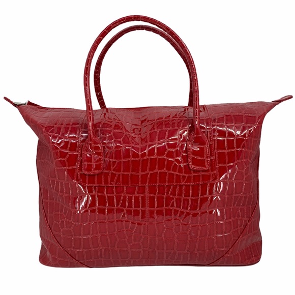 Large Red Faux Patent Leather Tote - Picture 7 of 15